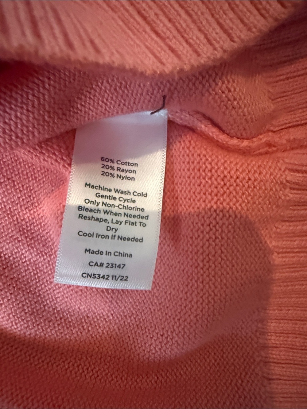 Talbots Pink Crewneck Sweater with Orange Fruit Motif - Picture 3 of 5